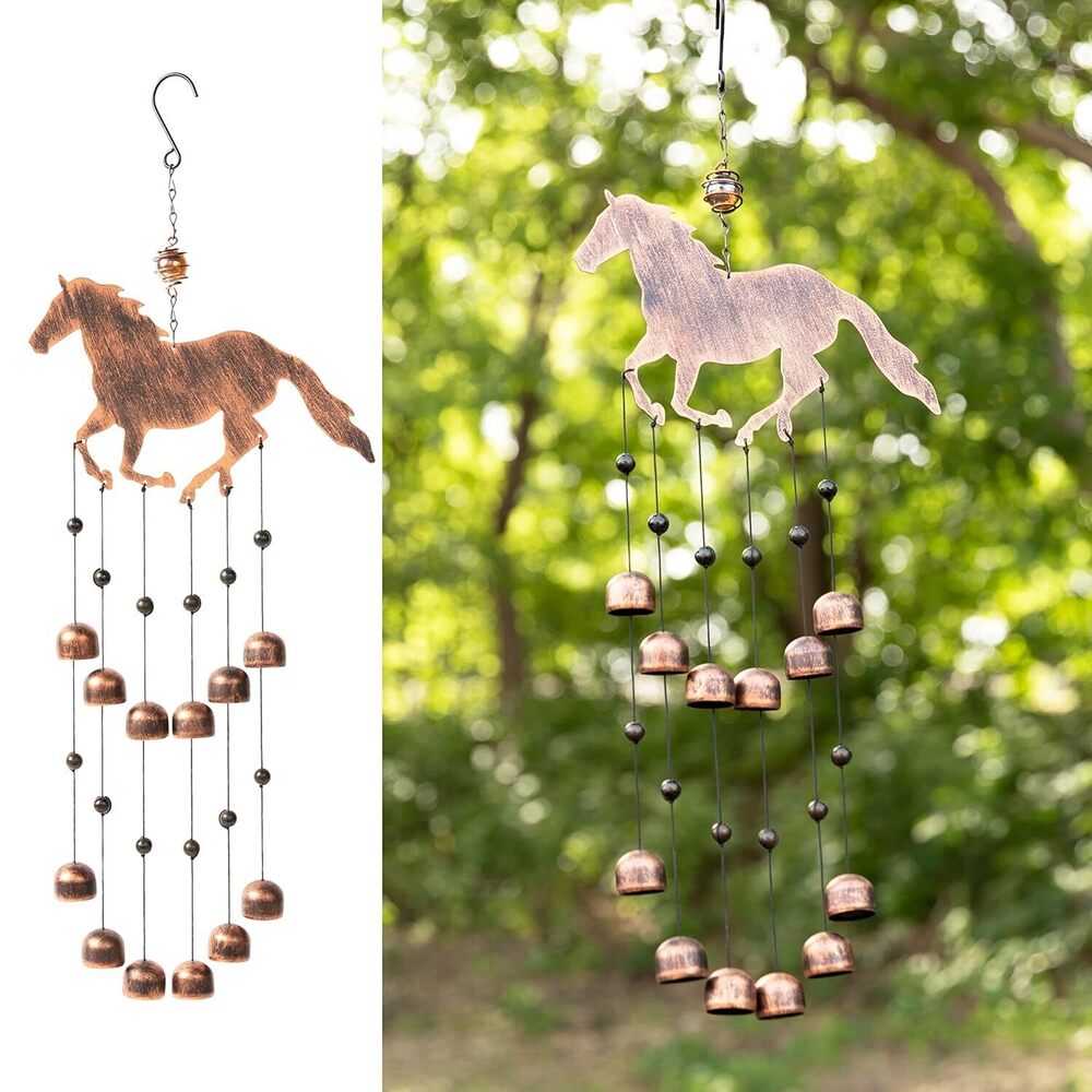 24-inch H Galloping Horse Wind Chimes for Outside Unique - Moon